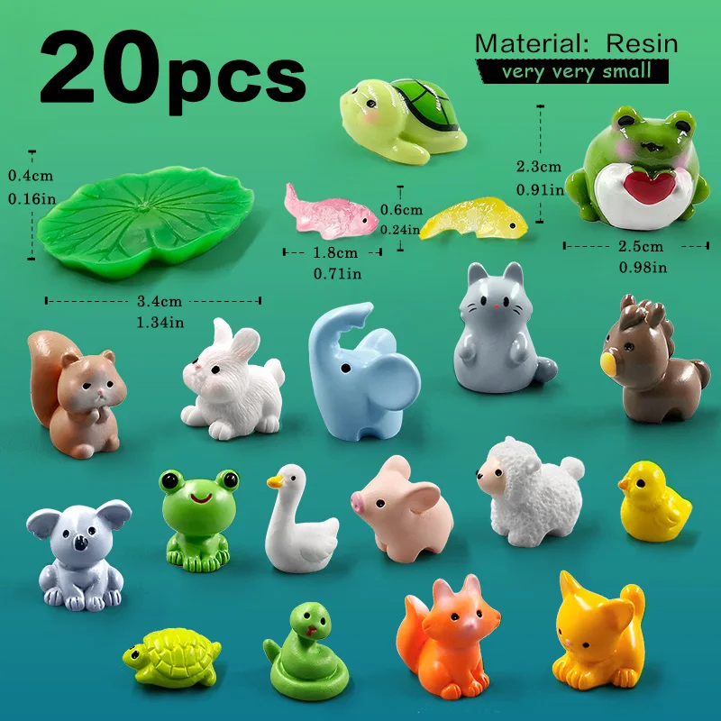 

Миниатюрные фигурки животных из смолы, набор из 20 штук