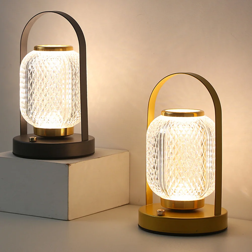 

Retro Bedside Lamp LED Atmosphere Lantern Table Lamp Touch Control Desk Lamp Dimmable USB Rechargeable for Living Room Decor