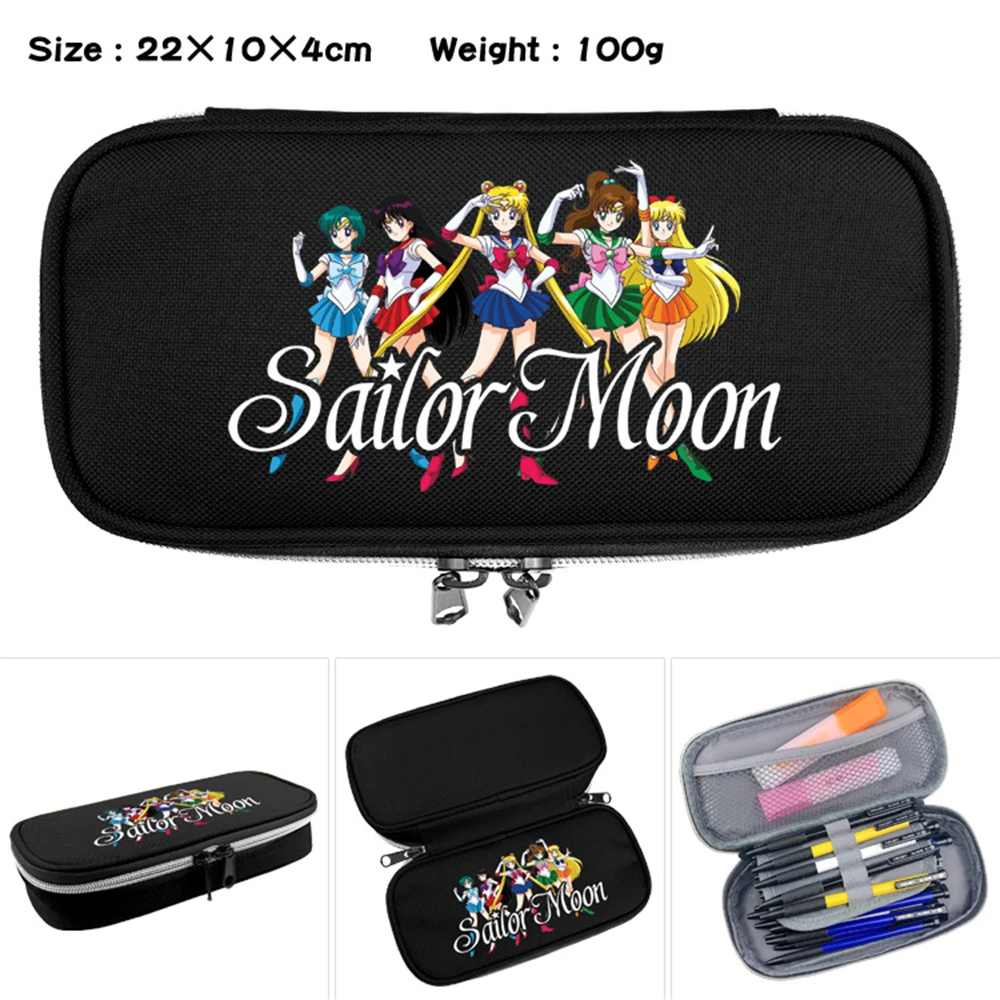 

Cartoon Nylon Penbag Anime Printing Stationary Bags Teenagers Fashion Cosmetic Cases Student Double Zipper Pencil Case Gifts