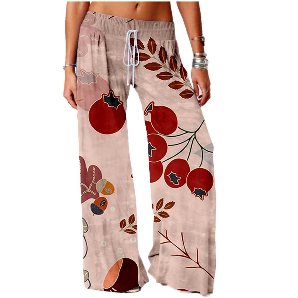 

Women Bottoms Maple Leaf Print Sweatpants Wide Leg Pants Trousers High Waist Women Fashion Casual Female Trousers Streetwear