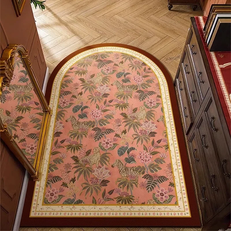 Коврик для двери кабинета спальни полукруглый ковер с цветочным принтом в