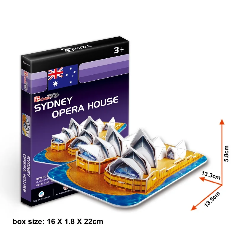 3D бумажный пазл DIY Модель игрушки Сиднейский оперный театр австралийская знаменитая архитектура день рождения девочки мальчика Рождественский подарок 1 шт.