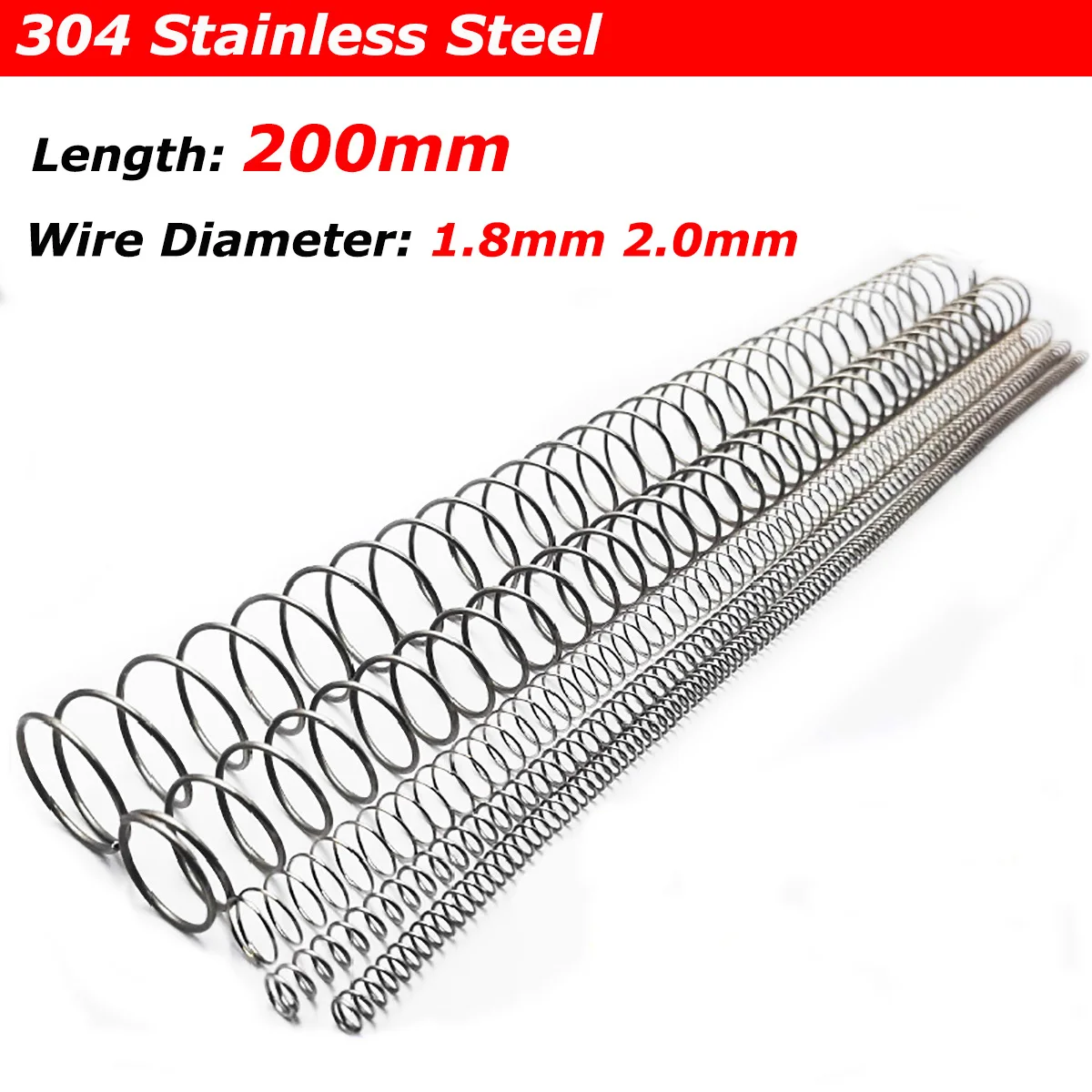 

304 Stainless Steel Compression Spring Return Spring Wire Diameter 1.8mm 2.0mm Length 200mm Y-type Coil Pressure Springs