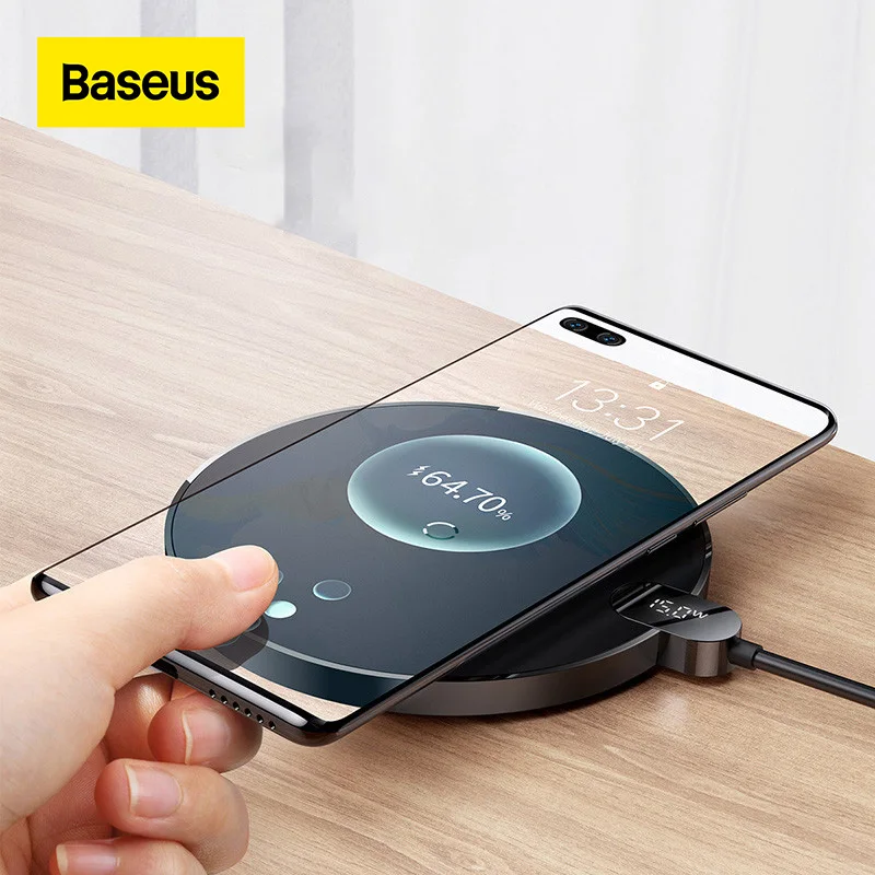 

Baseus 15W Wireless Charger For iPhone 12 Samsung XiaoMi LED Display Desktop Wireless Charging Pad For Airpods Portable Charger