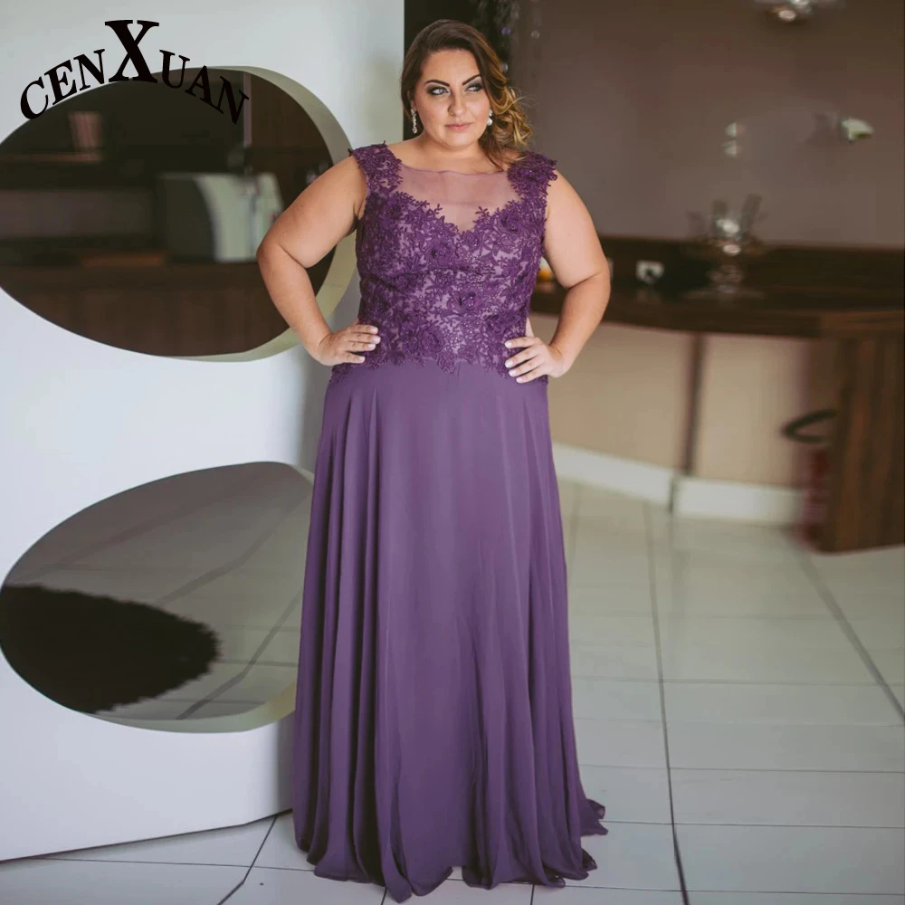 

Cenxuan Stylish Purple Mother of The Brides Evening Prom Celebrity Formal Wedding Party For Women Robes De Soirée Custom Made