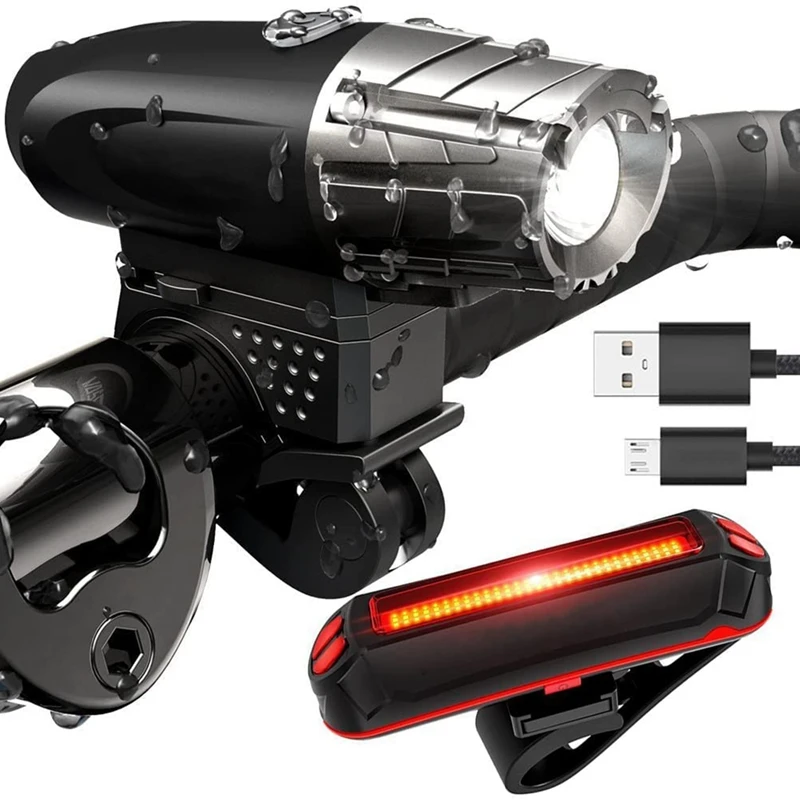 

Bike Lights For Night Riding,Bicycle Lights Front And Rear With Micro-USB Charging.Easy To Install And Suitable For Men