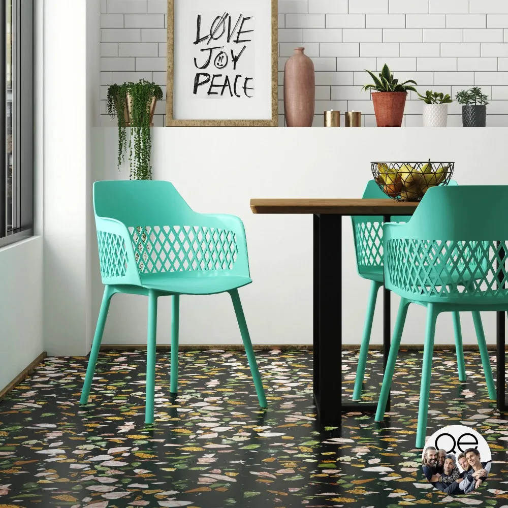 

Queer Eye Caden Resin Geo Dining Chair, Indoor/Outdoor, 2-Pack, Surf Blue