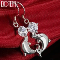 doteffil 925 sterling silver dolphin aaa zircon drop earrings for women engagement wedding birthday gift fashion jewelry