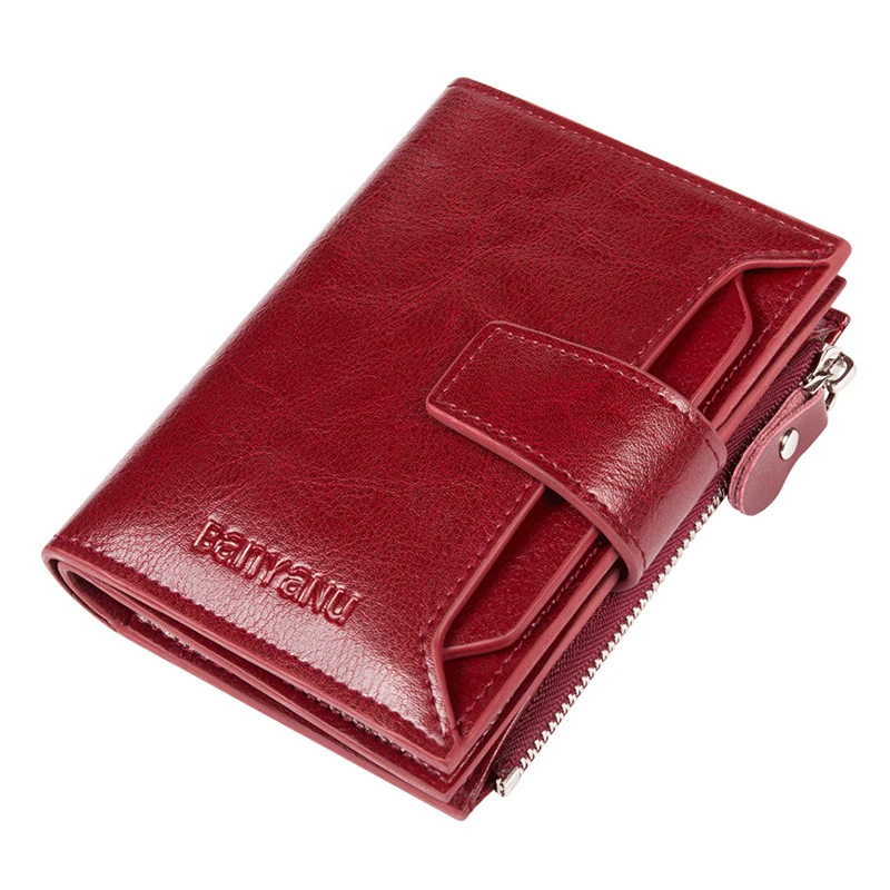 Fashion Women Genuine Leather Wallet RFID Blocking Card Short Multi Function Large Capacity Zipper Coin Purse Money Clip Wallets