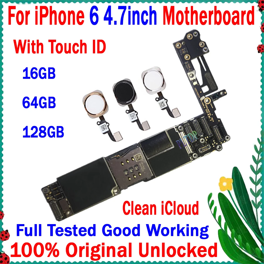 

Original Unlocked For iphone 6 Motherboard 16GB 64GB 128GB For iphone 6 Logic Board 100% Tested Good Working Mainboard No icloud