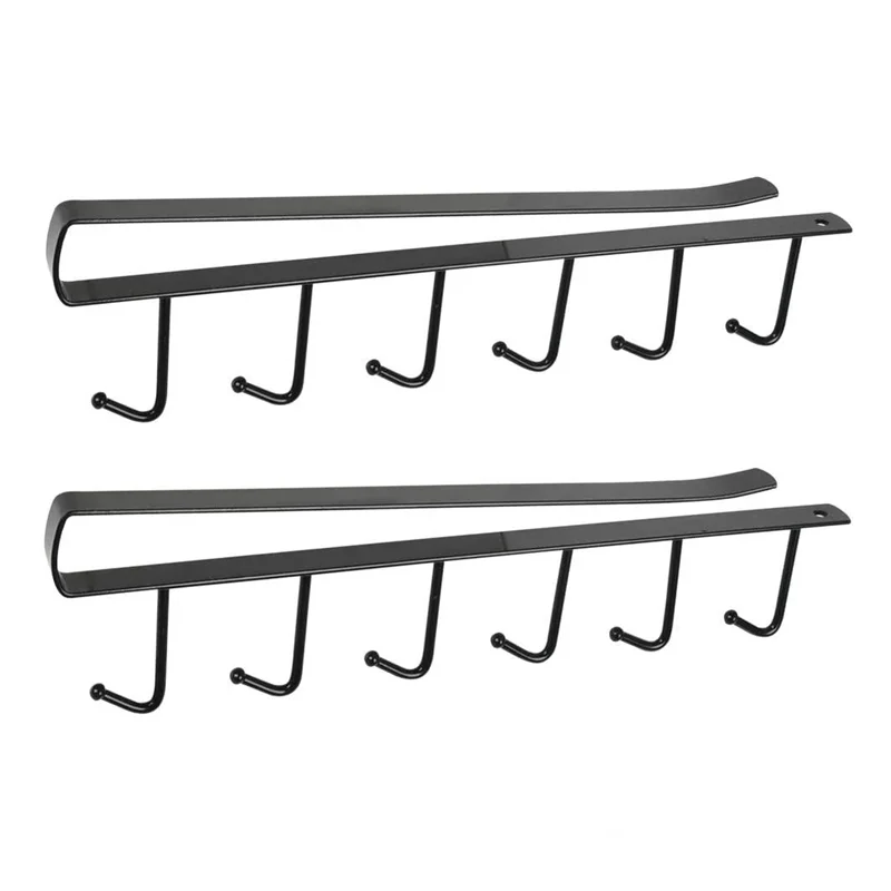 

1 PC Cup Holder Under Cabinet No Punching 6 Hooks Storage Shelf Strong Kitchen Utensil Storage Rack Bathroom Organizer Hanger