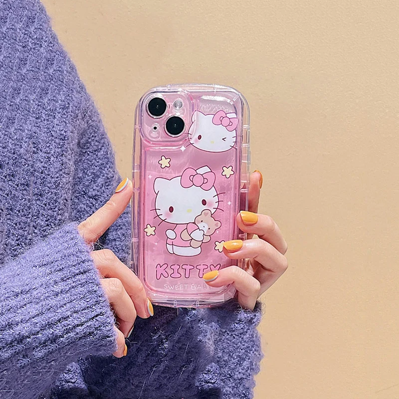Симпатичный чехол Sanrio Hello kitty с героями мультфильмов Kuromi Melody для iPhone 15 12 13 Mini 14 Pro Max