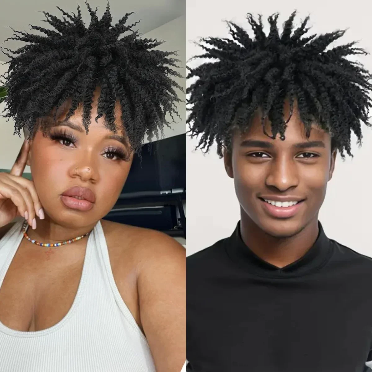 Афро-кудрявые Синтетические Волосы Парики Для Мужчин И Женщин Плетеные Пучки