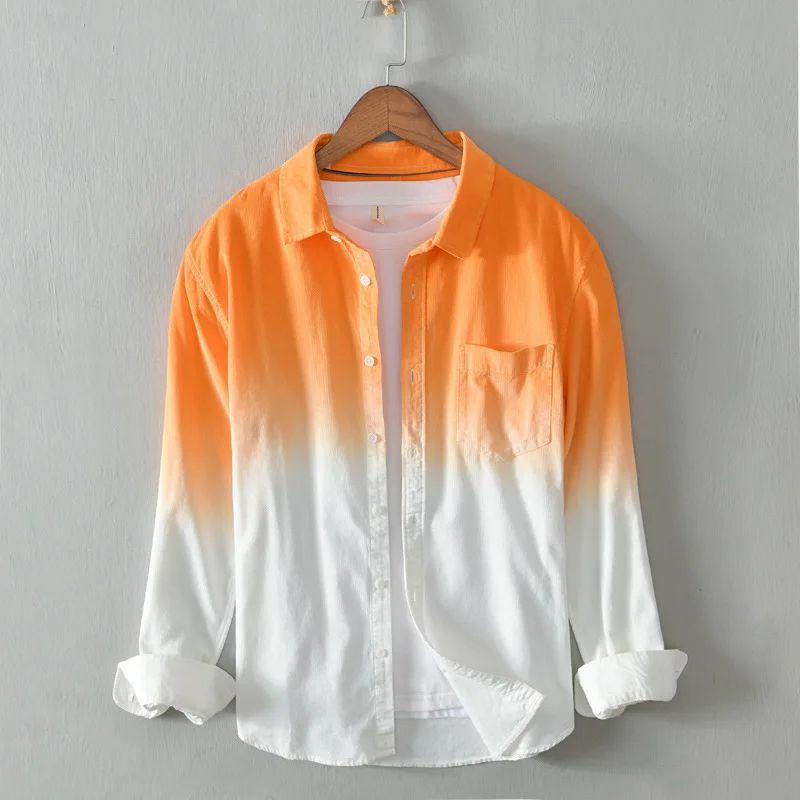 

2021 Autumn New Men's Casual Gradient Corduroy Long-Sleeved Shirt