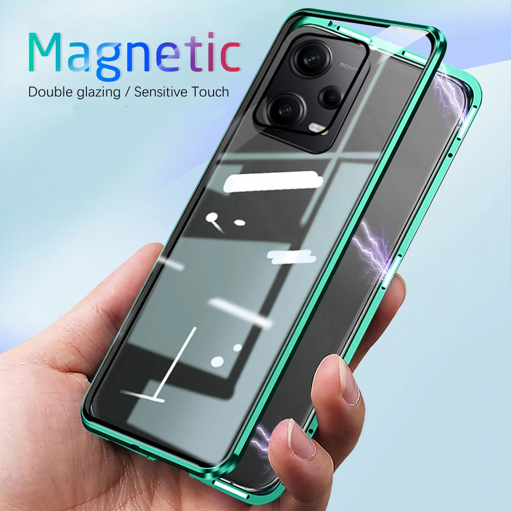 

Phone Shell For XIAOMI Redmi Note 12 Pro Plus 4G 5G K20 Pro Case 360° Magnetic Flip Double Sided Tempered Glass Back Cover Funda
