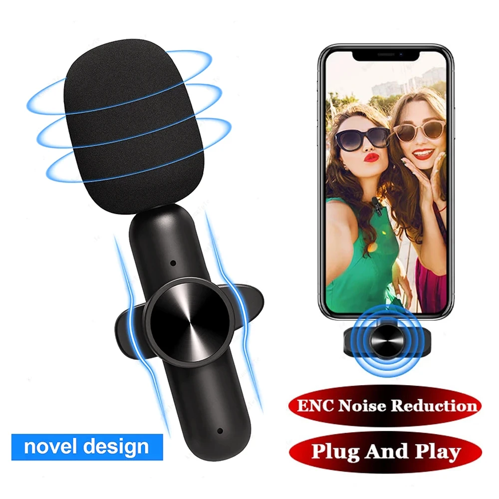 

Wireless Lavalier Microphone Portable Mini Mic Noise Reduction Audio Video Recording For iPhone Android Gaming Live Broadcast