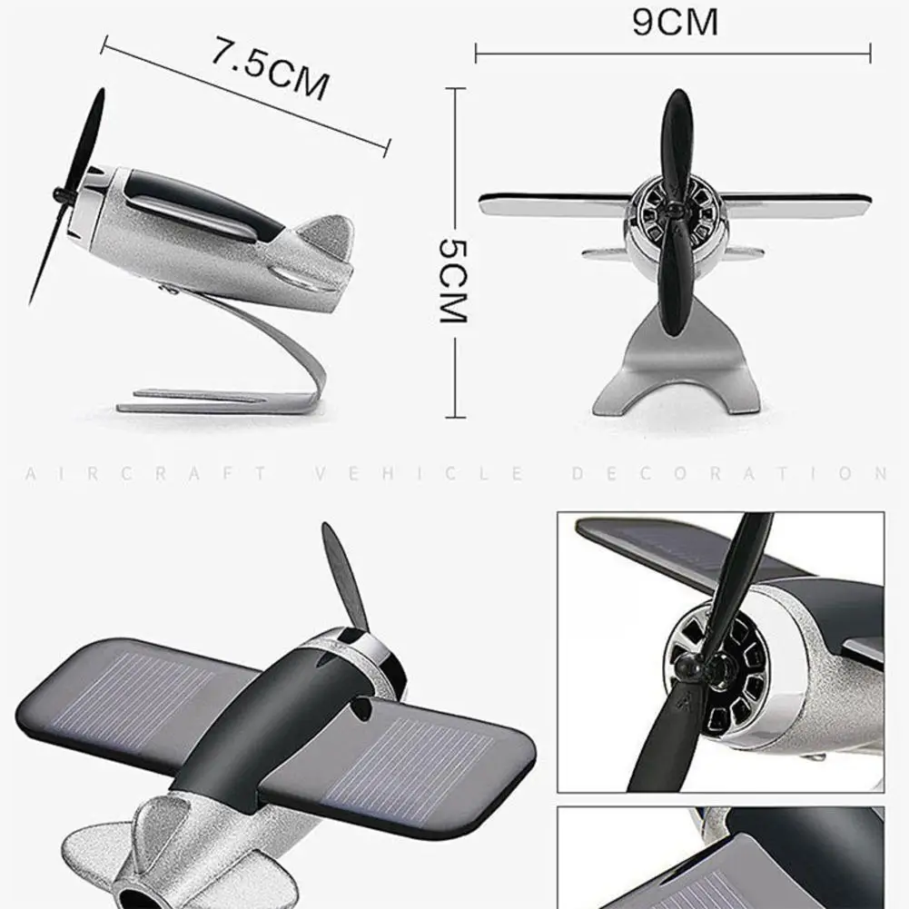 Mini Car Air Freshener Solar Panel Airplane Model With Aroma Car Diffuser Perfume Ornament Accessories Decor Auto images - 6