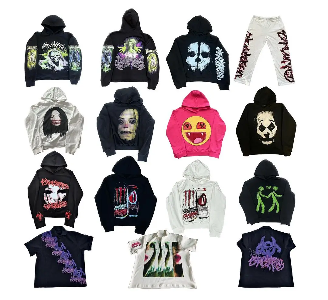 Уличная одежда большого размера в стиле готика топы толстовки гранж женские пары