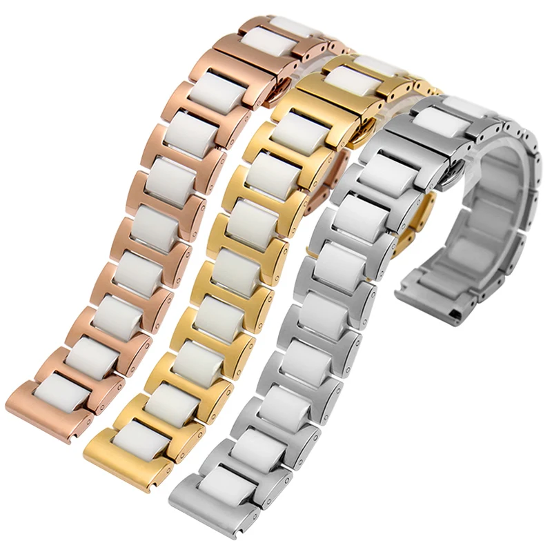 Браслет керамический женский из нержавеющей стали с застежкой-бабочкой 20 мм