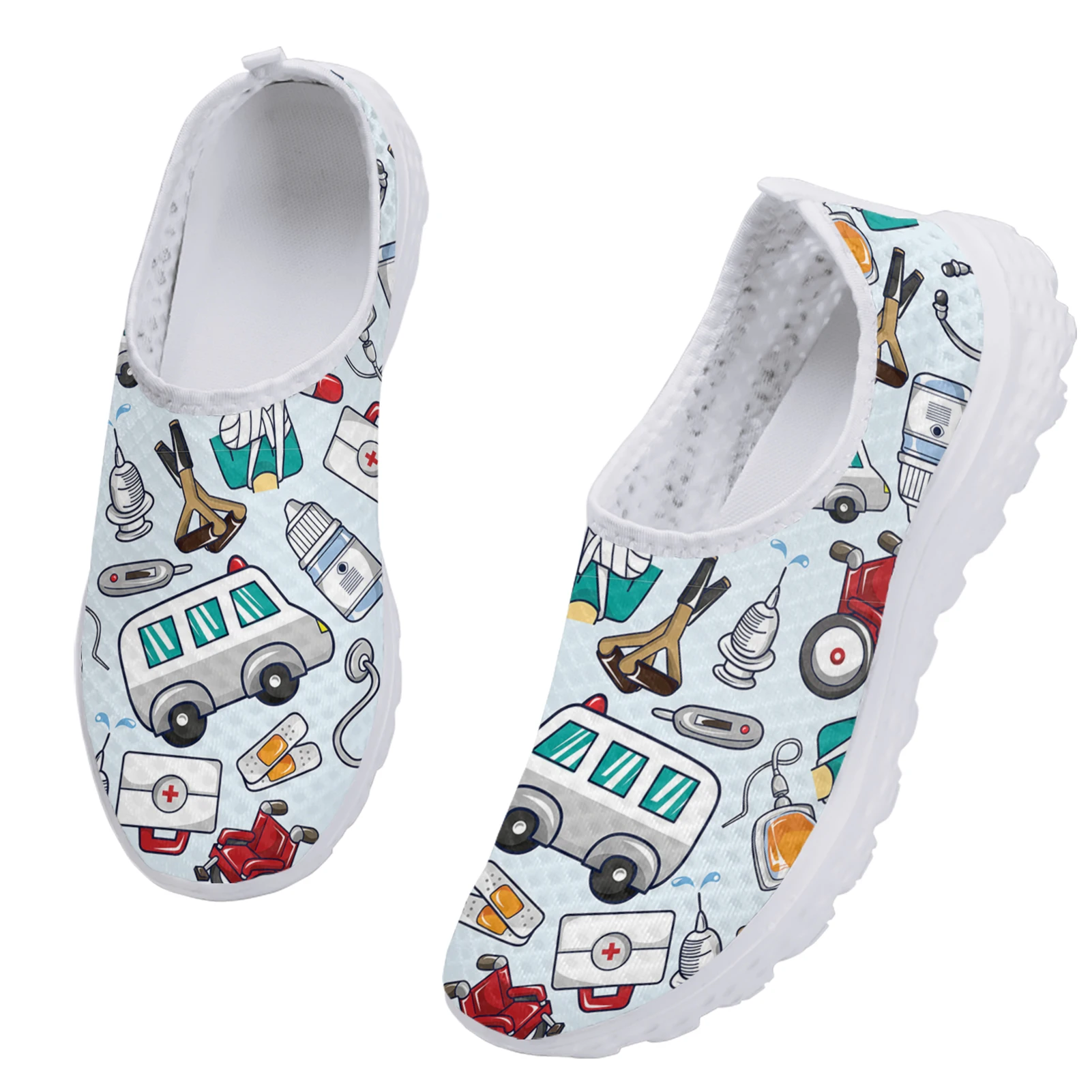 Medical Paramedic EMT EMS Print Doctor Nurse Lightweight Breathable Flat Summer Indoor Soft Shoes Hospital Work Walking Footwear