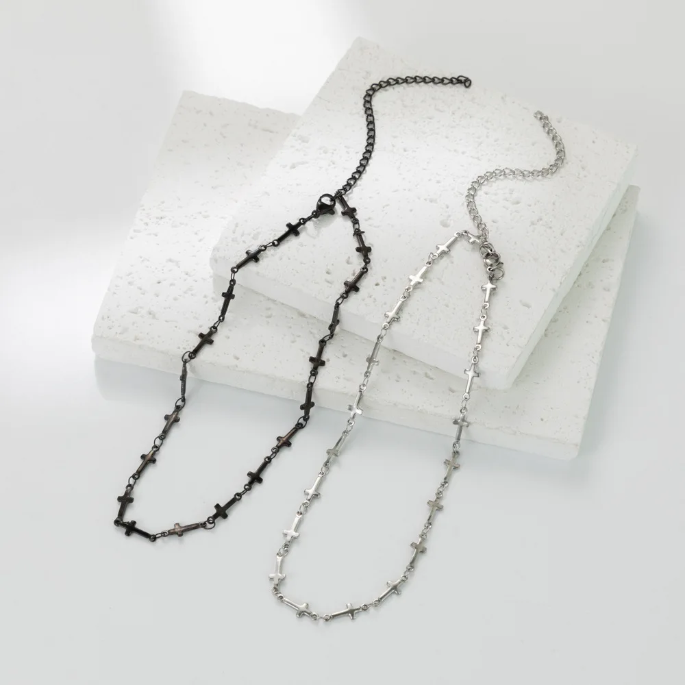 

2023 New Fashion Creative Cross Stitching Necklace For Women Retro Versatile Necklace Clavicle Chain Neck Link Jewelry Wholesale