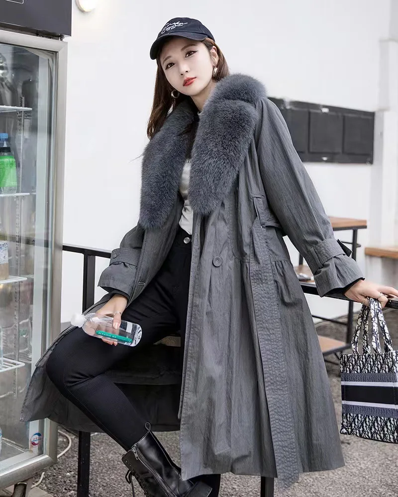 Женское длинное пальто со съемным