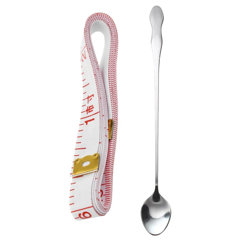 

1.5M Sewing Cloth Tailor Soft Flat Tape Body Measuring Ruler & 10 Inch Stainless Steel Long Handle Scoop Teaspoon