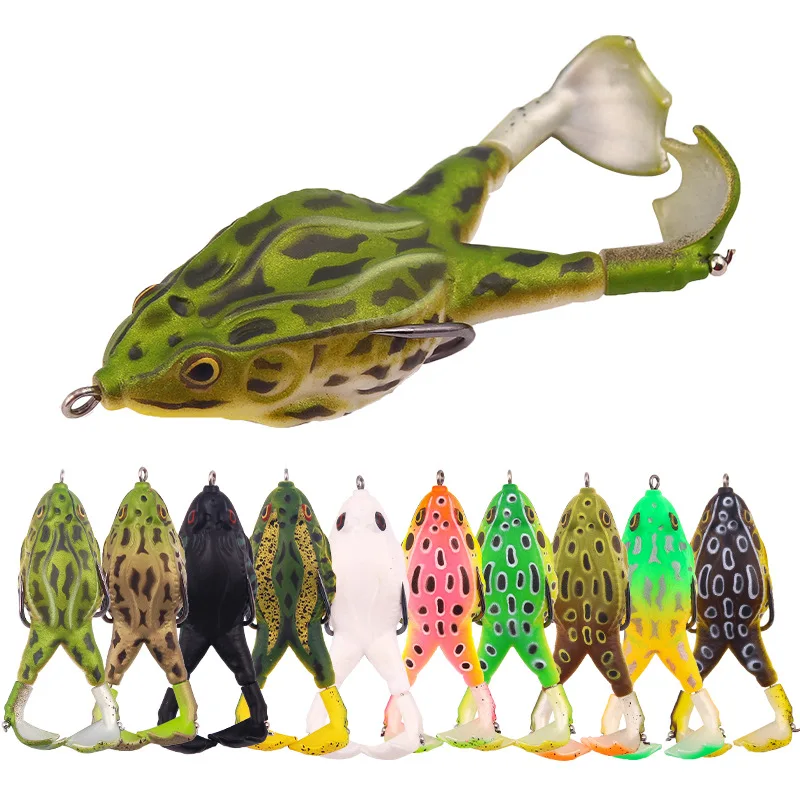 Soft Frog Bait, Double Propellers Legs, 3D Eyes, Lifelike Silicone Skin Pattern Topwater Bigger Splash More Attractive,for Bass