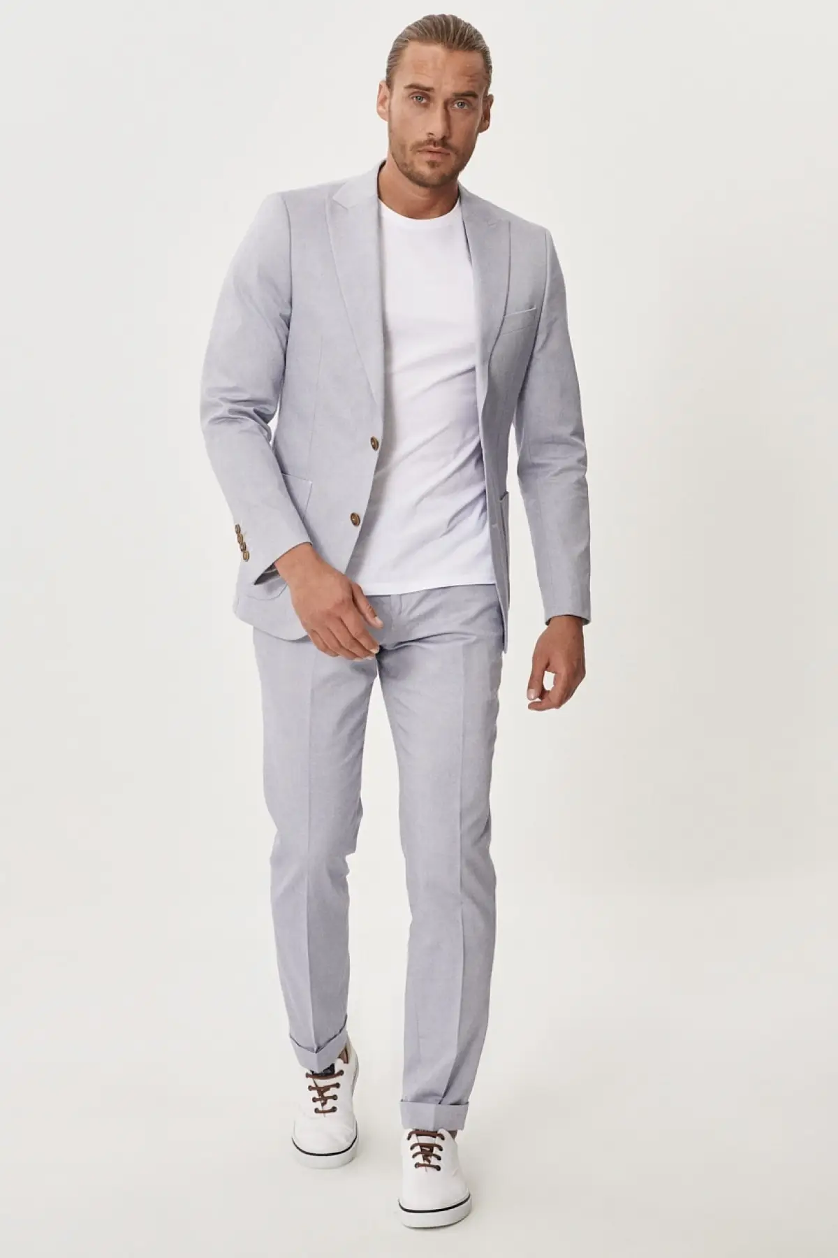 

2021 summer Men 'S Navy Blue Extra Slim Fit Sport Suit