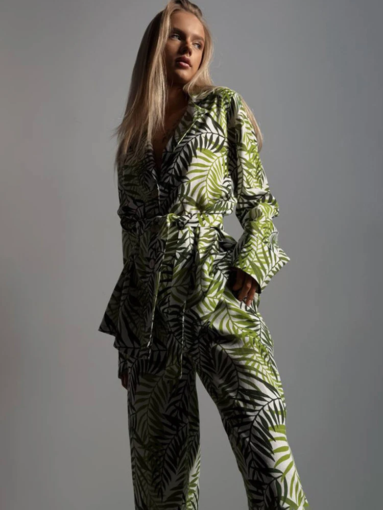 Женская пижама повседневный свободный комплект из двух предметов с принтом