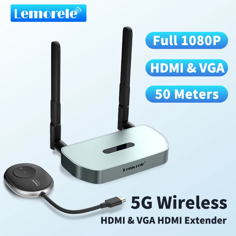 

Lemorele Wireless 4K HDMI Video Transmitter & Receiver Extender Adapter TV Stick Dongle Kits 1080P for Monitor Projector laptops