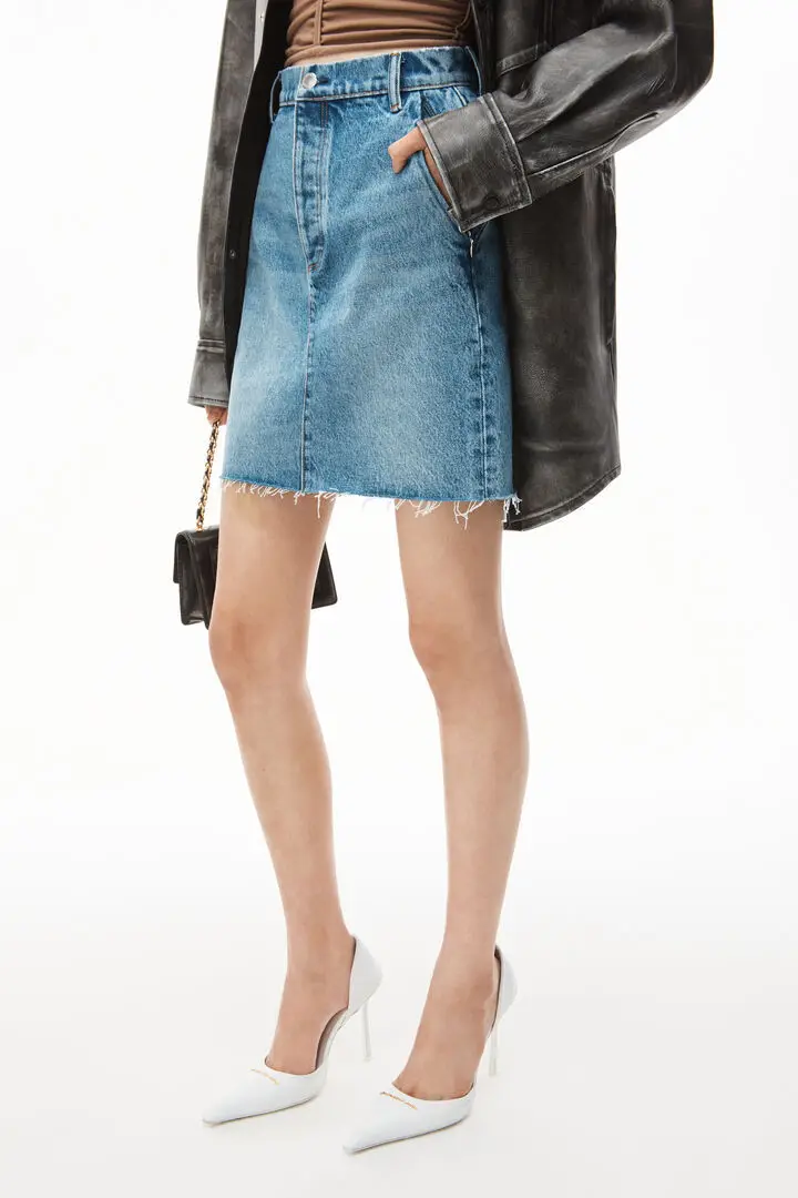 22 Spring and Summer Main Push High Waist Invisible Zipper Woolen Denim Skirt Super Versatile Women Short Skirt Mini Skirt