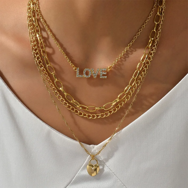 

Vintage Gold Layers Necklace Chain Women's Jewelry Layered Accessories for Girls Clothing Aesthetic Gift