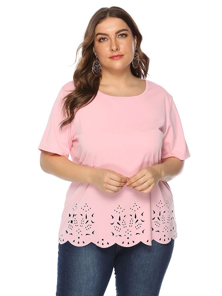 2022 Short Sleeve For Women's Tunic Peplum Fashion Tops Solid Blouse Tee Plus Size Women Clothing Summer Casual T Thirt