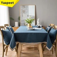 hotel banquet tablecloth modern oil proof tablecloth table flag blue cotton linen rectangular cover for home living room layout