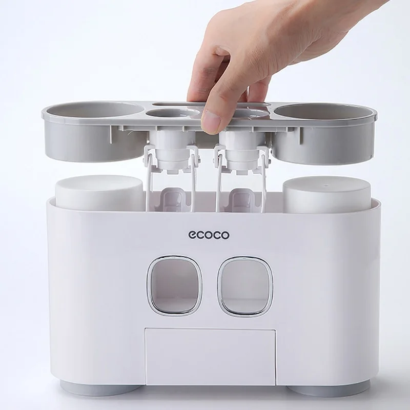 bathroom dust proof wall mounted tooth brush holder automatic toothpaste squeezer bathroom accessories toothbrush holder cup free global shipping