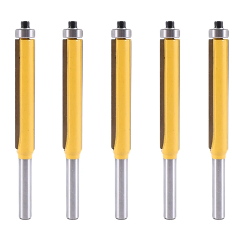 

5Pcs 2 Inch Height Extra Long Flush Trim Router Bit 1/4 Inch X 3/8 Inch Woodworking Milling Cutter For Wood DIY Tool