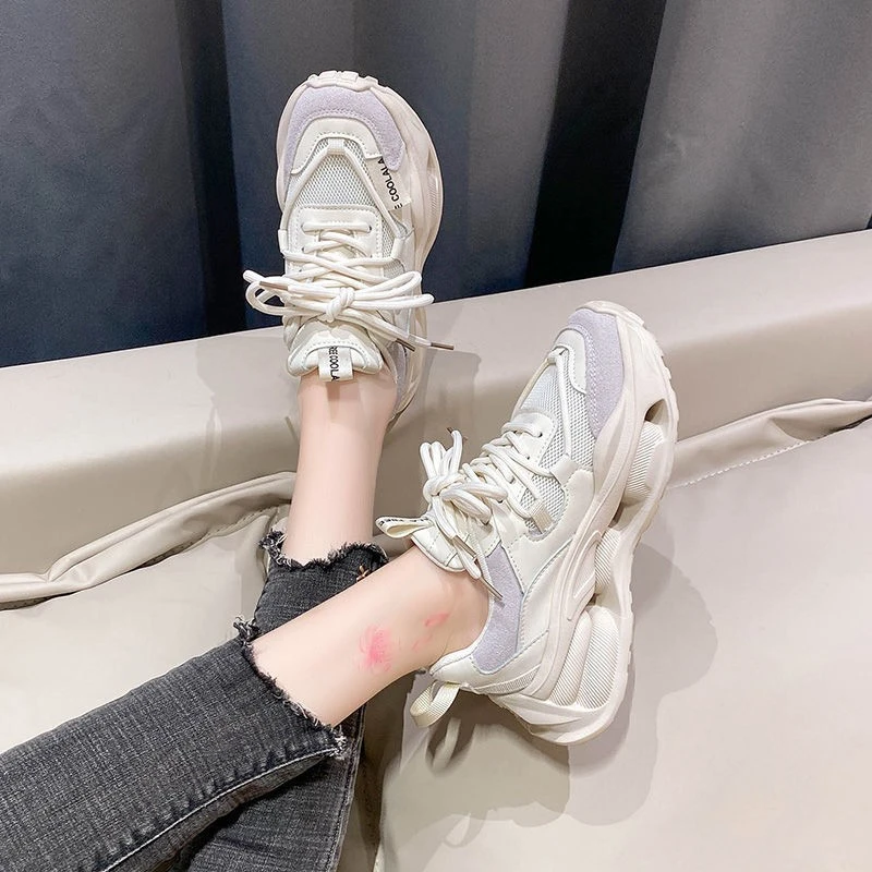 

Женские кроссовки на шнуровке, сетчатые, Вулканизированная подошва