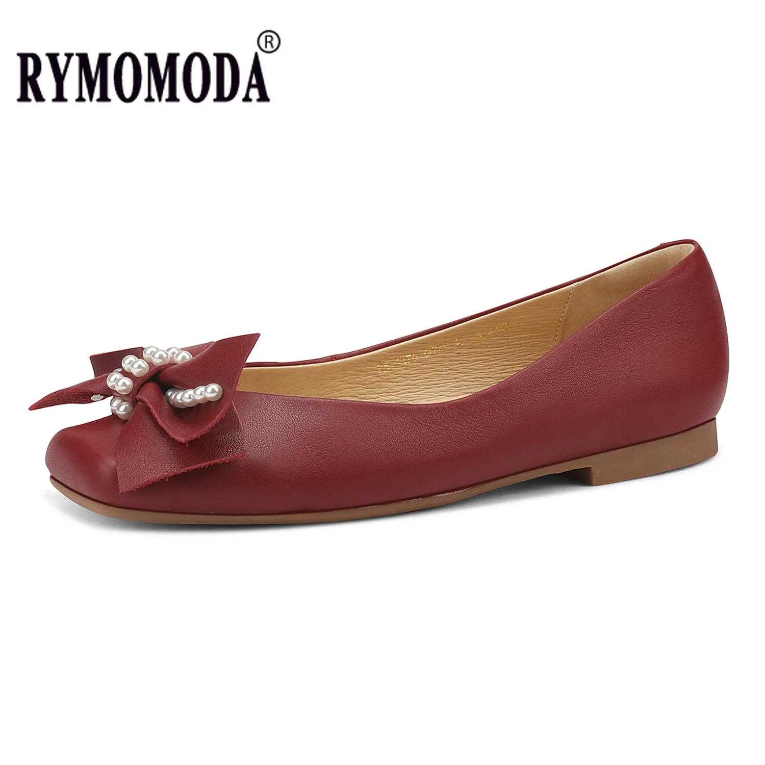 

Woman Flats Cow Genuine Leather Slip on Square Toe Pigskin Lining Sheepskin Insole Women Loafers Soft Ballet Flats Lolita Shoes