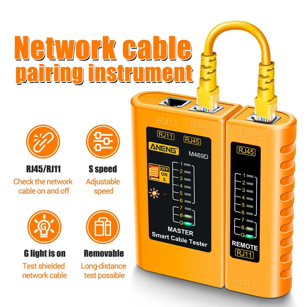 Computer LAN Network Cable Tester with LED Indicator RJ45 RJ11 Cord Testing Detecting Tool Networking Supplies