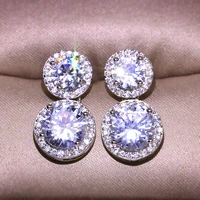 dazzling two round earrings women silver plate elegant daily wearable accessories wedding engagement party female jewelry