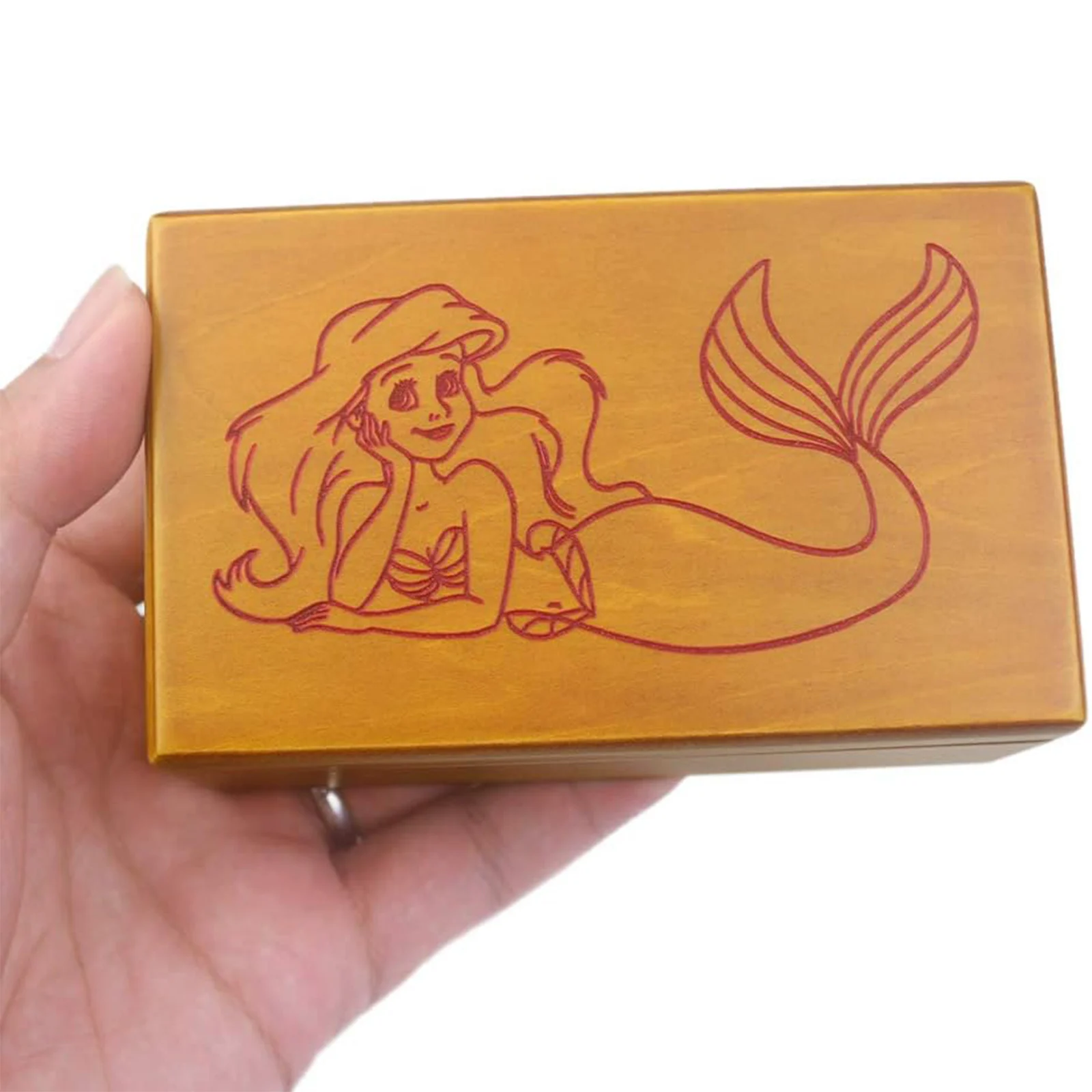 Деревянная прямоугольная настраиваемая музыкальная шкатулка SOFTALK Part of Your World для