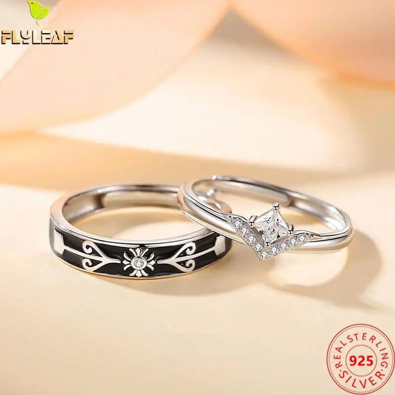 

Real 925 Sterling Silver Jewelry Knight Princess Crown Open Couple Ring For Women Original Design Lovers' Romantic Accessories