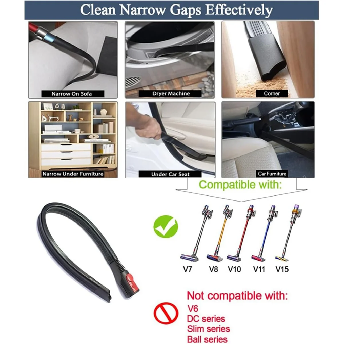 Насадки для пылесоса Dyson V7 V8 V10 V11 V15 включают в себя гибкие щелевые инструменты и
