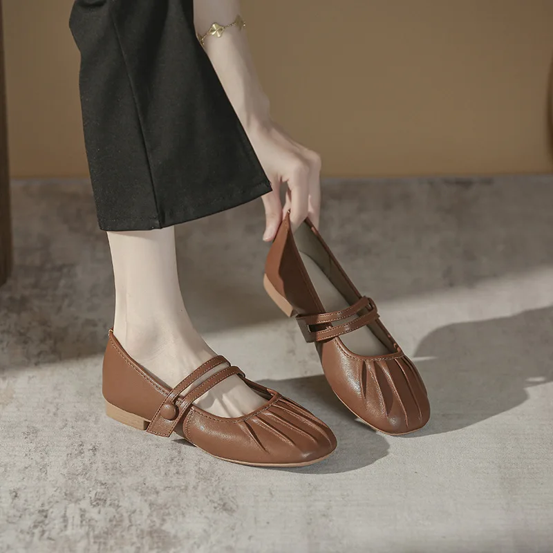 

Туфли женские с круглым носком, на низком каблуке, из ПУ кожи