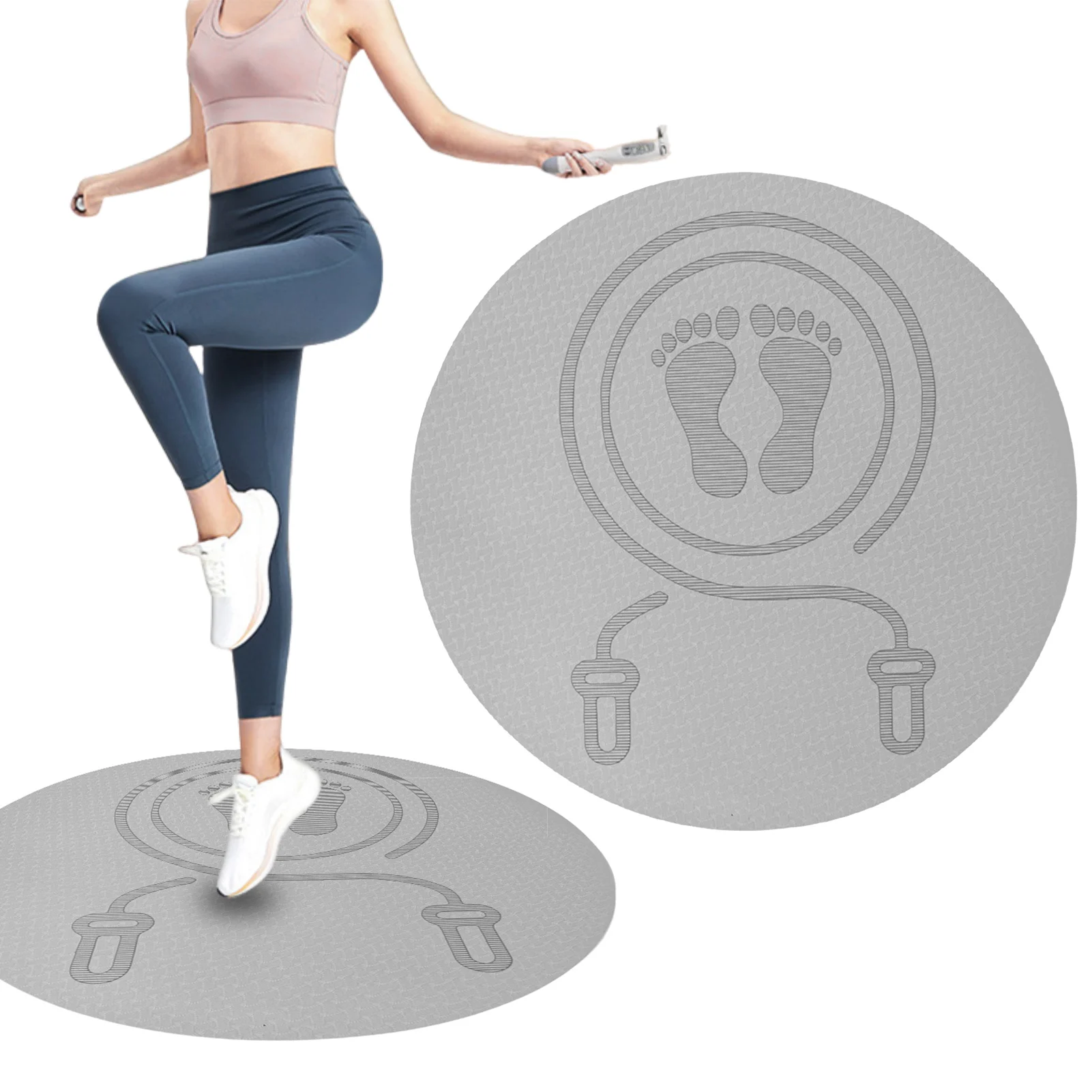 

60cm Anti-noise Jump Rope Mat Exercise Shock Absorption Yoga Mat High Density Board Gym Sports TPE Skipping Mat For Fitness