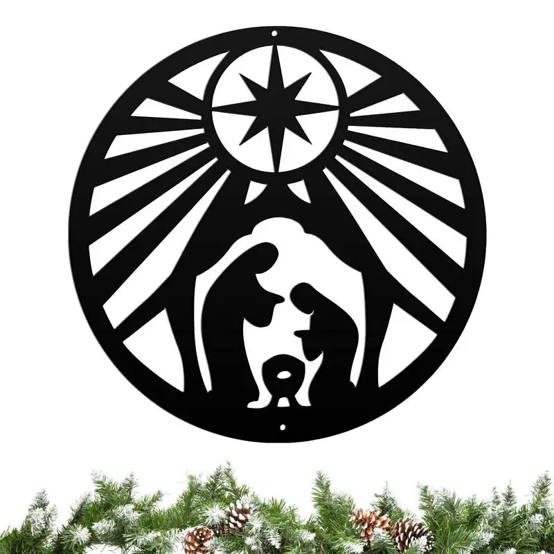 

Metal Nativity Scene Anti Rust Nativity Silhouette Christmas Decoration Wall Decor Hollow Non Fade Craft Nativity Ornament Sign