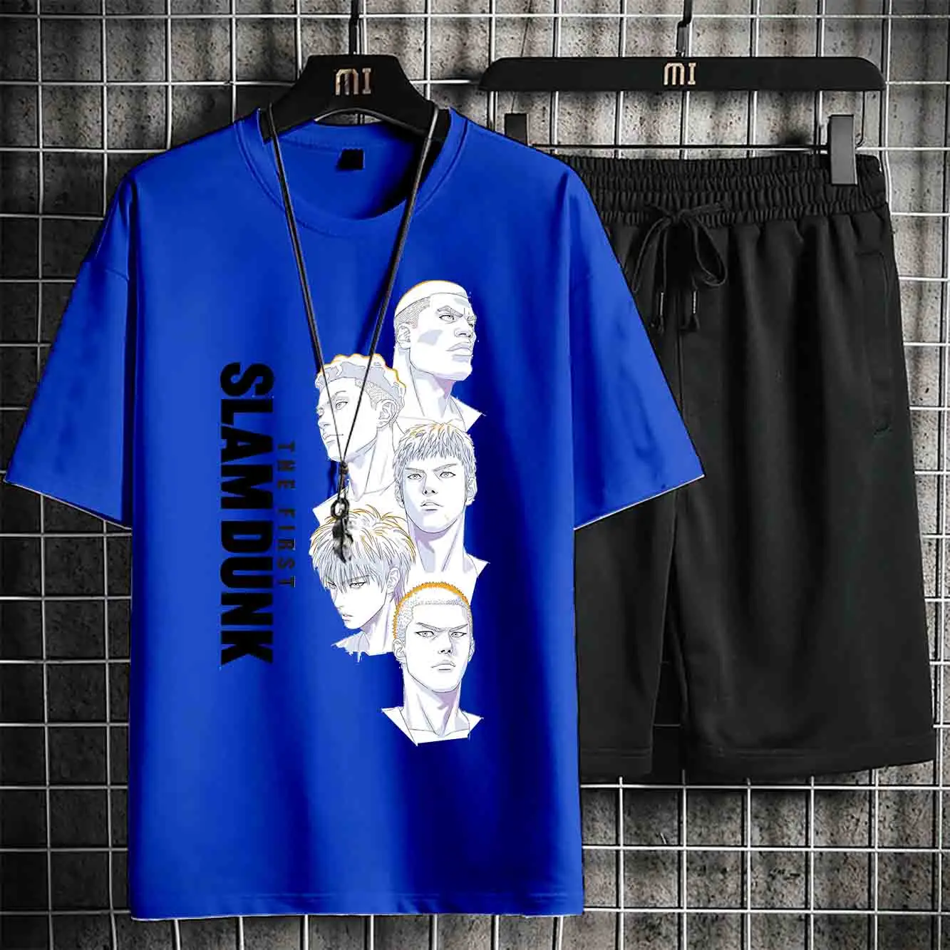 New Slam Dunk Printed Sportswear Men's Sportswear T-shirt Shorts 2-piece Japanese Anime Character Fitness Sportswear Streetwear