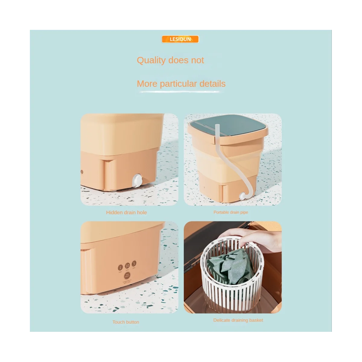 

Portable Washing Machine Mini Foldable Washer 10L for Washing Small Pieces Clothing for Apartments Dormitories EU Plug
