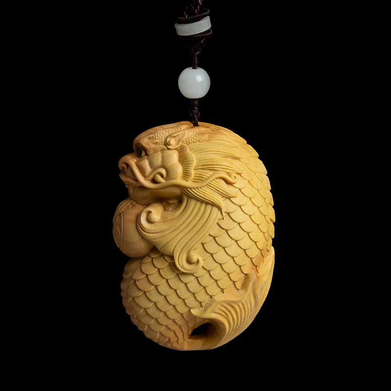 XS686 - 6*4*2 0 Резная фигурка из самшита с резьбой Нецке Домашний декор: Рыба-дракон